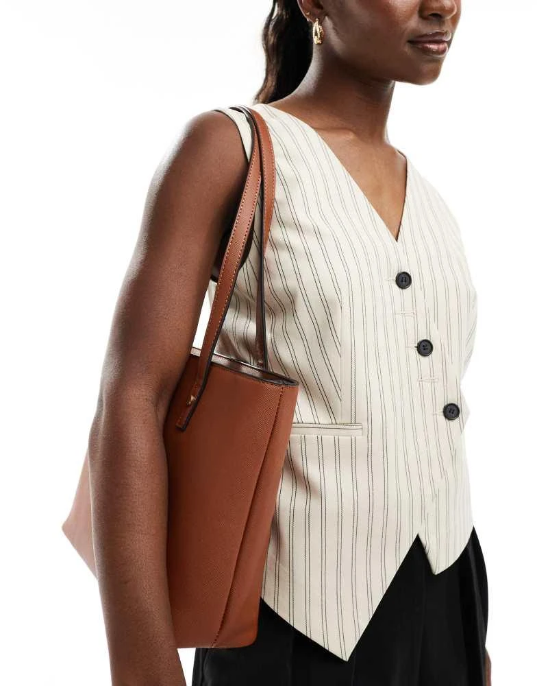 ASOS ASOS DESIGN easy tote bag in tan 4