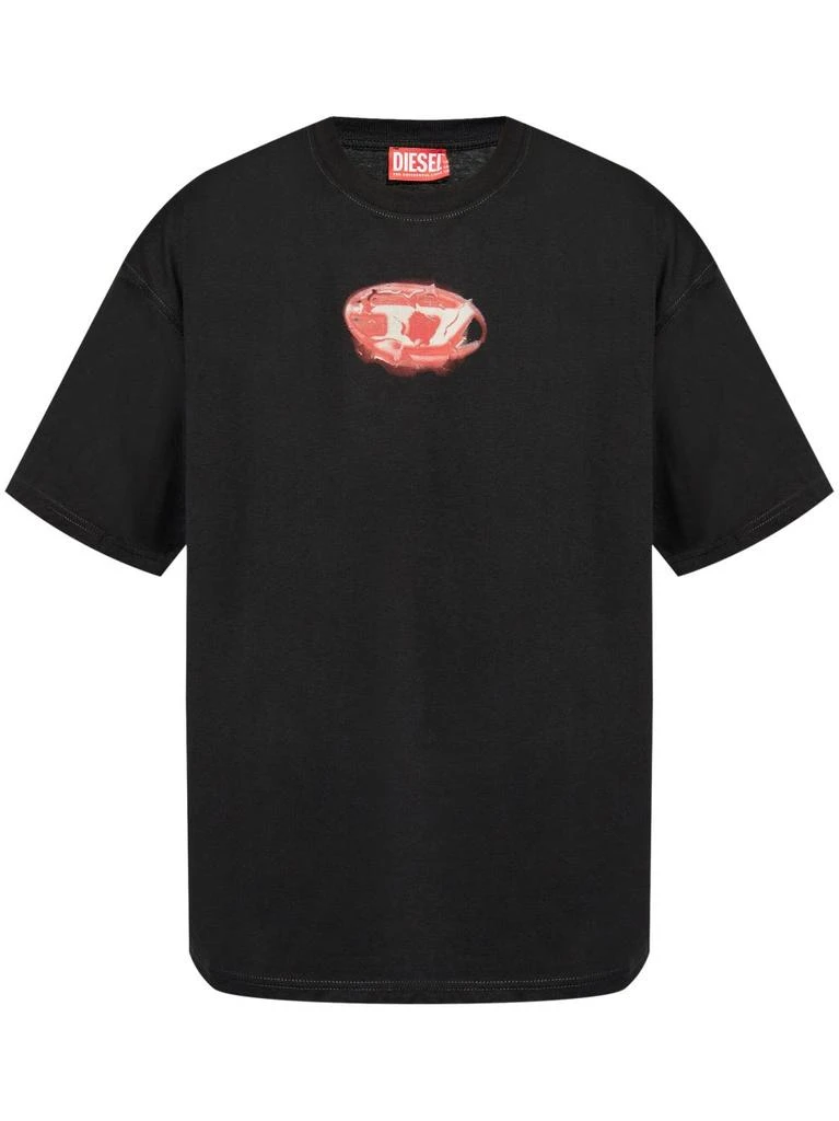 Diesel BLACK/RED COTTON LOGO PRINT TEE 1