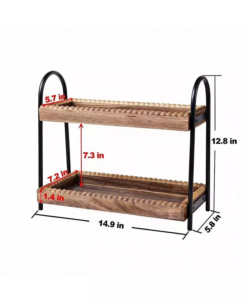 YIGII Wooden Beaded 2-Tier Bathroom Organizer for Cosmetics and Coffee 3