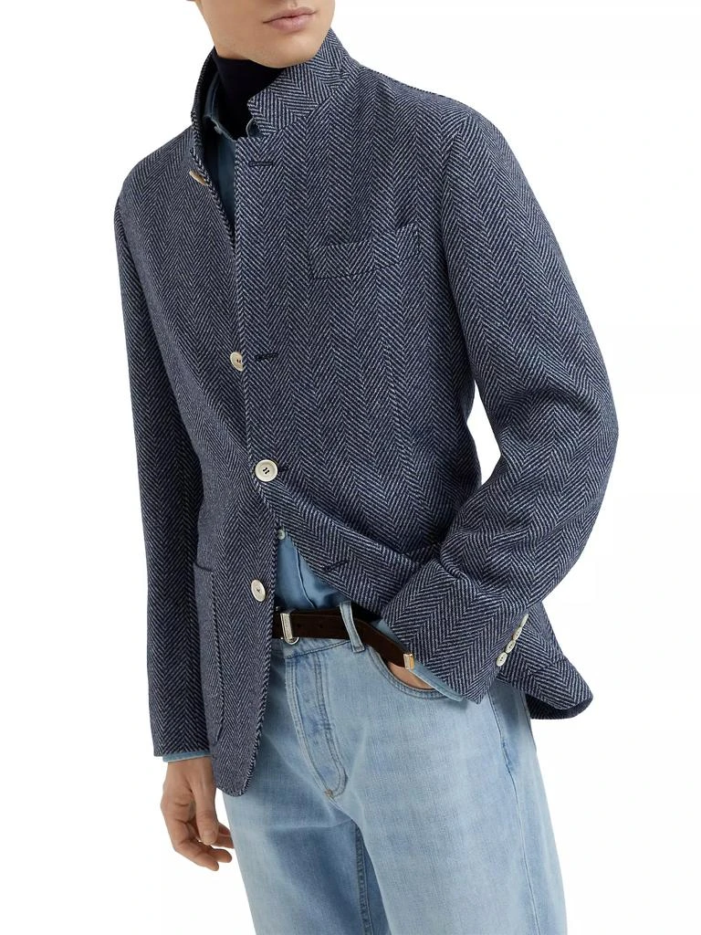 Brunello Cucinelli Chevron Blazer Style Outerwear Jacket 2