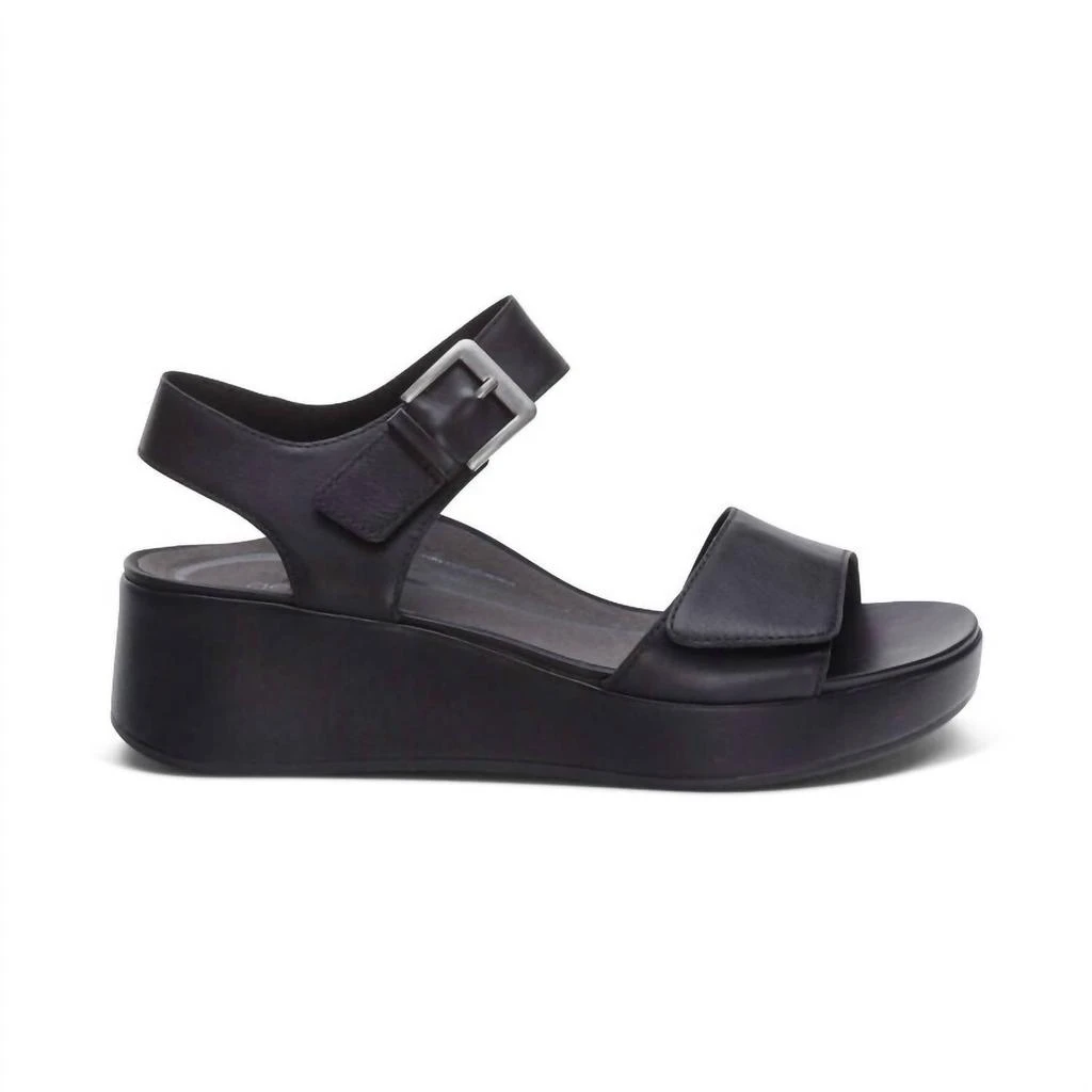 Aetrex Women's Ariel Adjustable Quarter Strap Wedge In Black 2