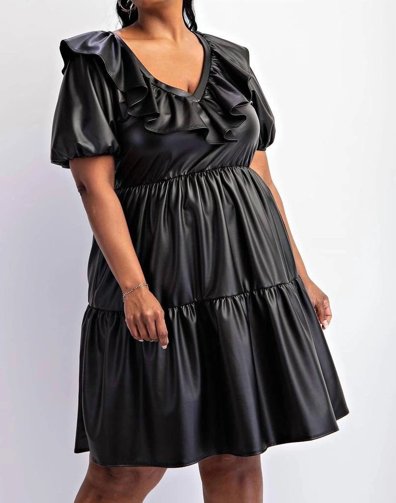 slim fit dress slacks Faux Leather Corset Midi Dress | Shapewear Bolero Set main image 0