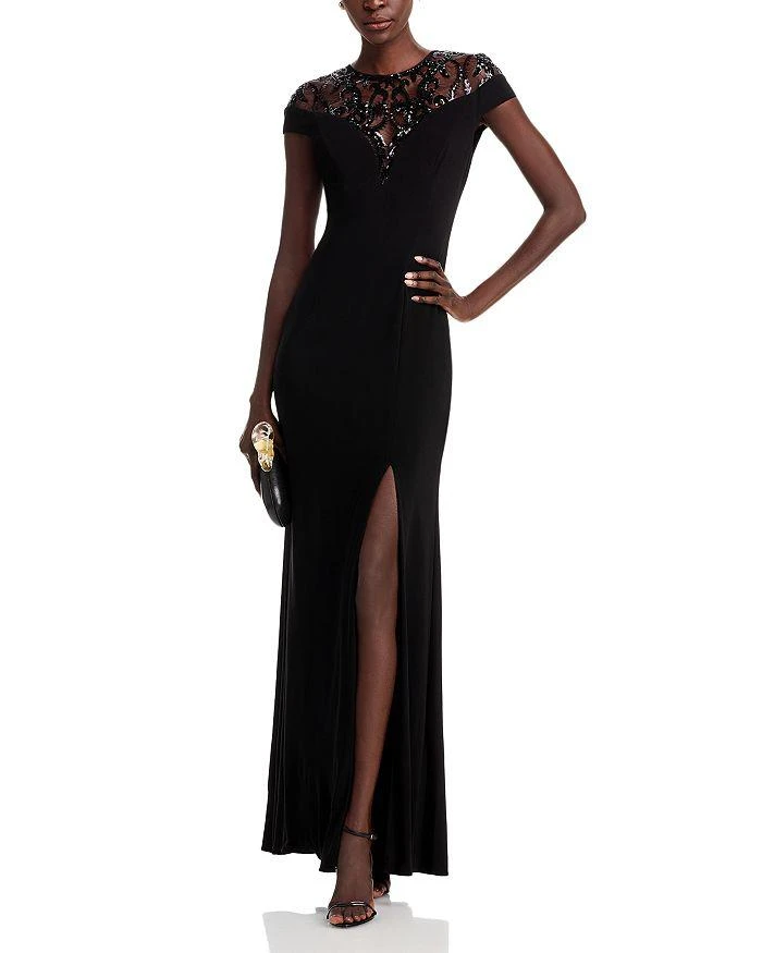 Adrianna Papell Embellished Illusion-Yoke Gown 1