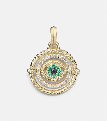 David Yurman Evil Eye 18kt gold (750/1000) necklace with emeralds and diamonds