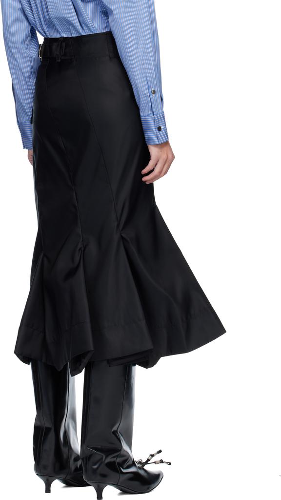 Black Nylon Twill Midi Skirt – On Sale Now with Up to 15% Off