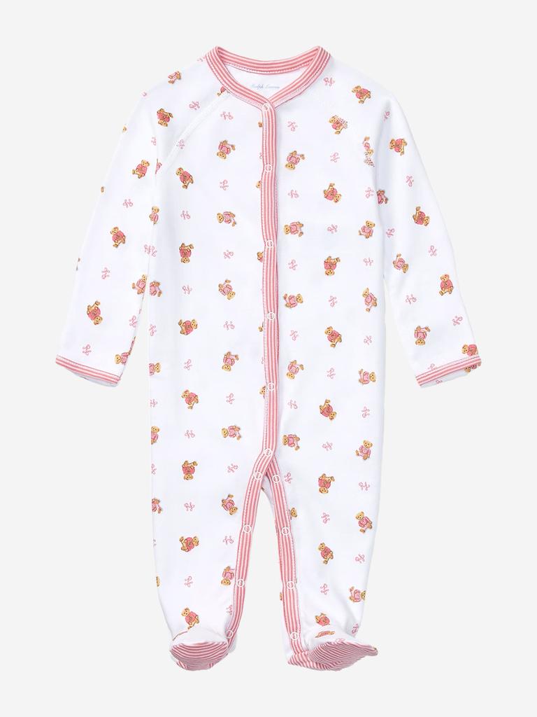 Ralph Lauren Baby Girls Bear Babygrow in White