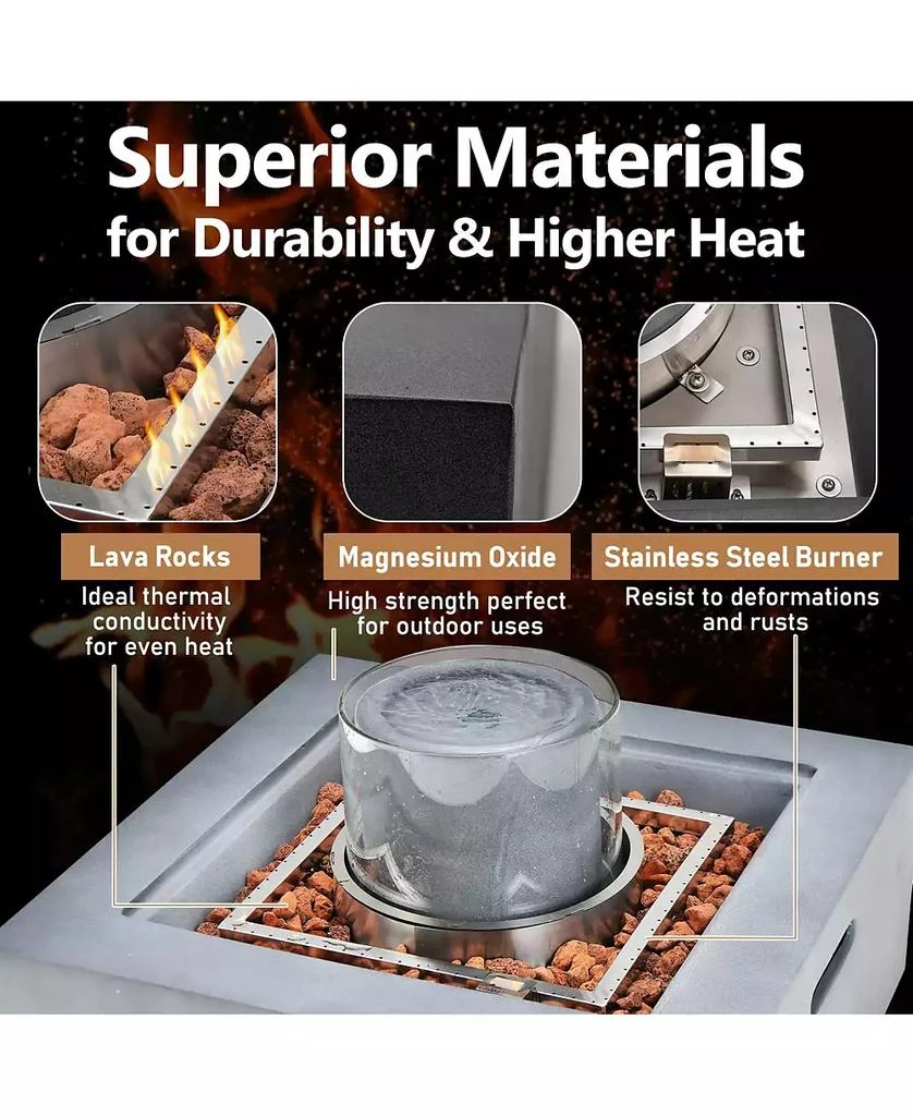 Mecale 28 Inch 50000 BTU Patio Square Propane Fire Pit with PVC Cover 5
