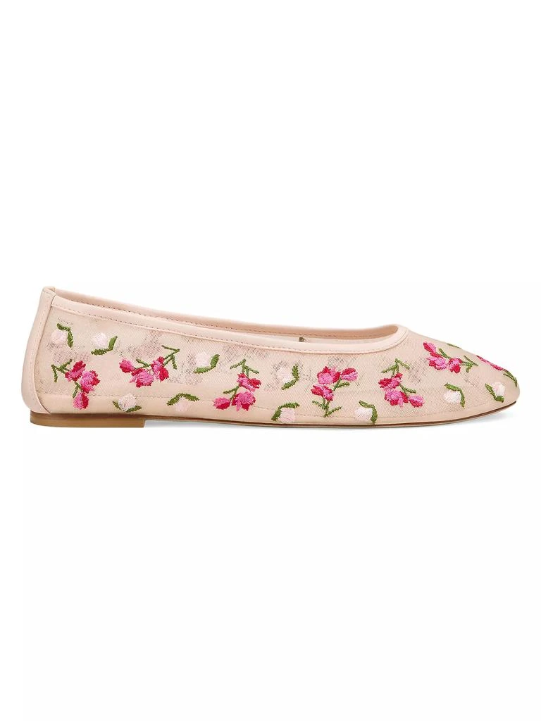 Stuart Weitzman Bareitall Floral Embroidered Mesh Ballet Flats 1