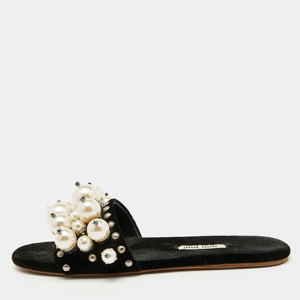 バレエシューズ Miu Miu flip-flops Miu Miu Calzature Donna Womens Leather Flip Flop Pool Slides
