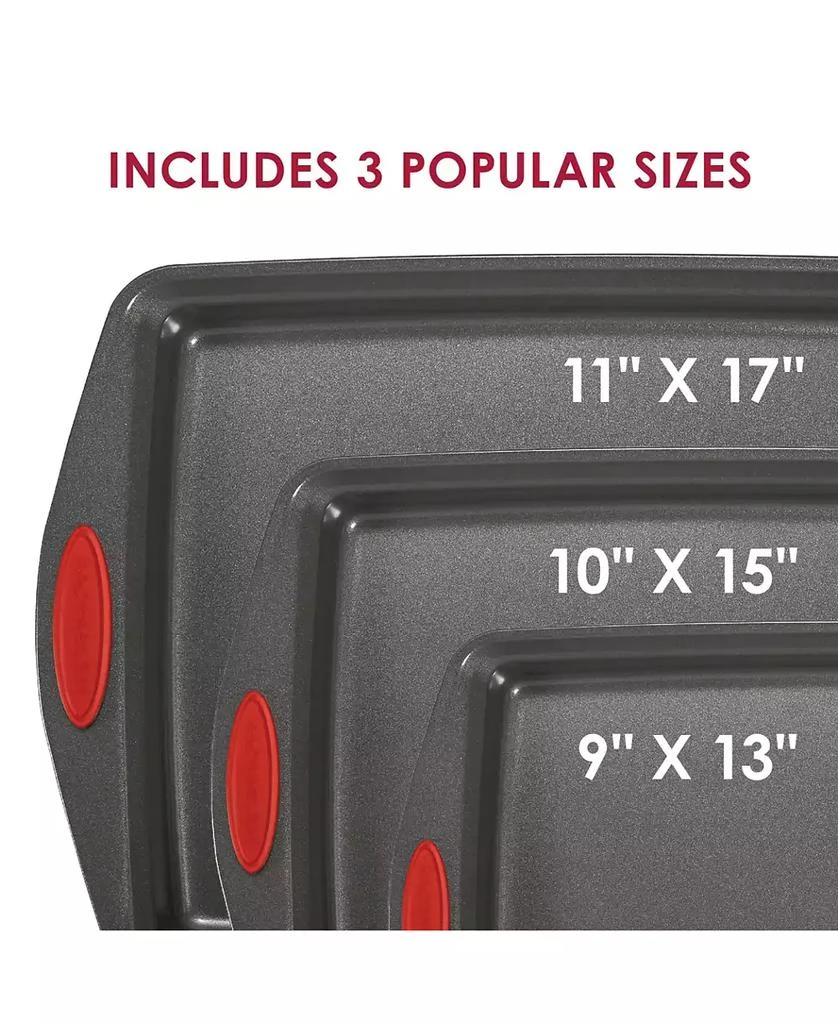 Rachael Ray Nonstick Bakeware Cookie Pan Set, 5-Pc., Gray with Red Silicone Grips 7