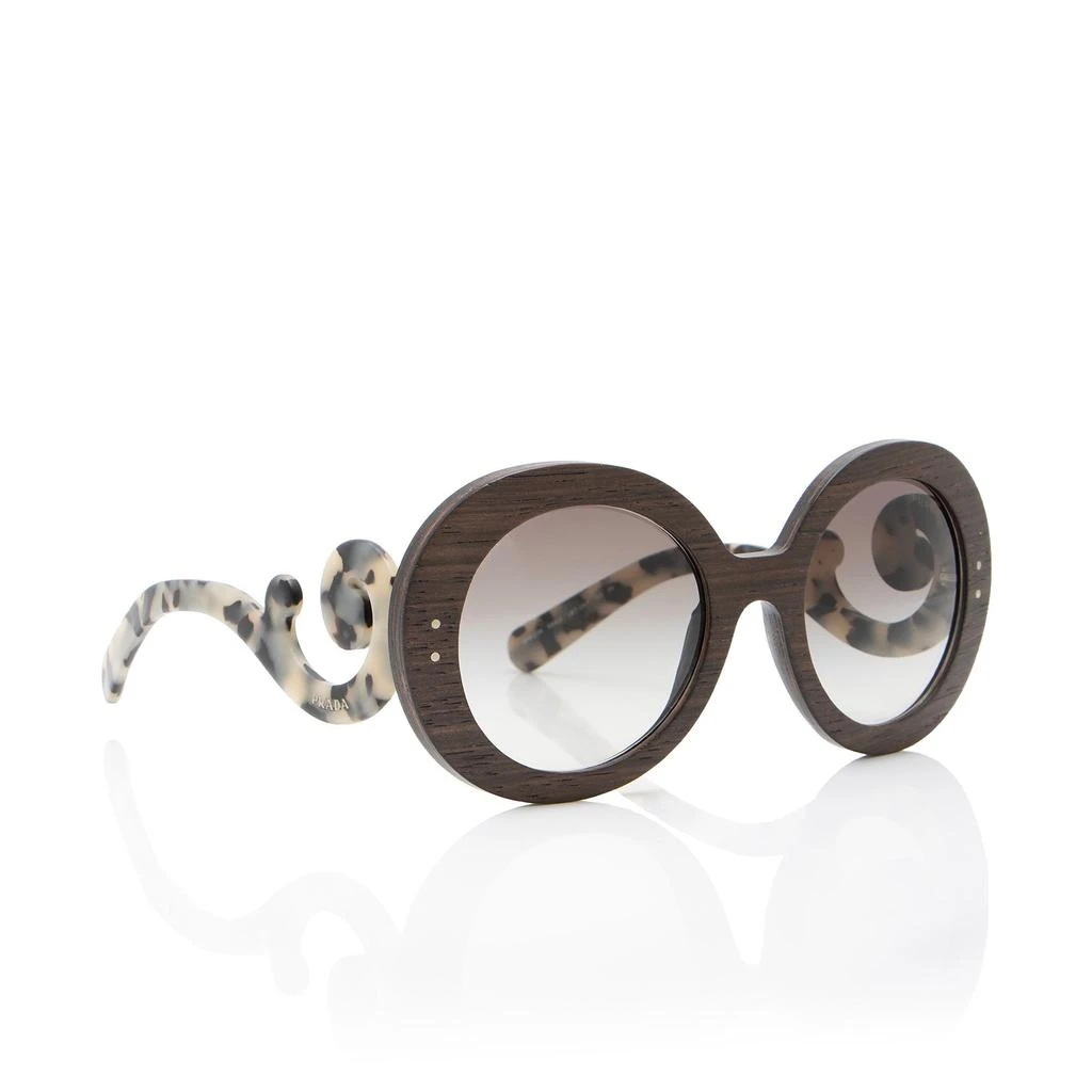 Prada Wooden Baroque Round Sunglasses 2