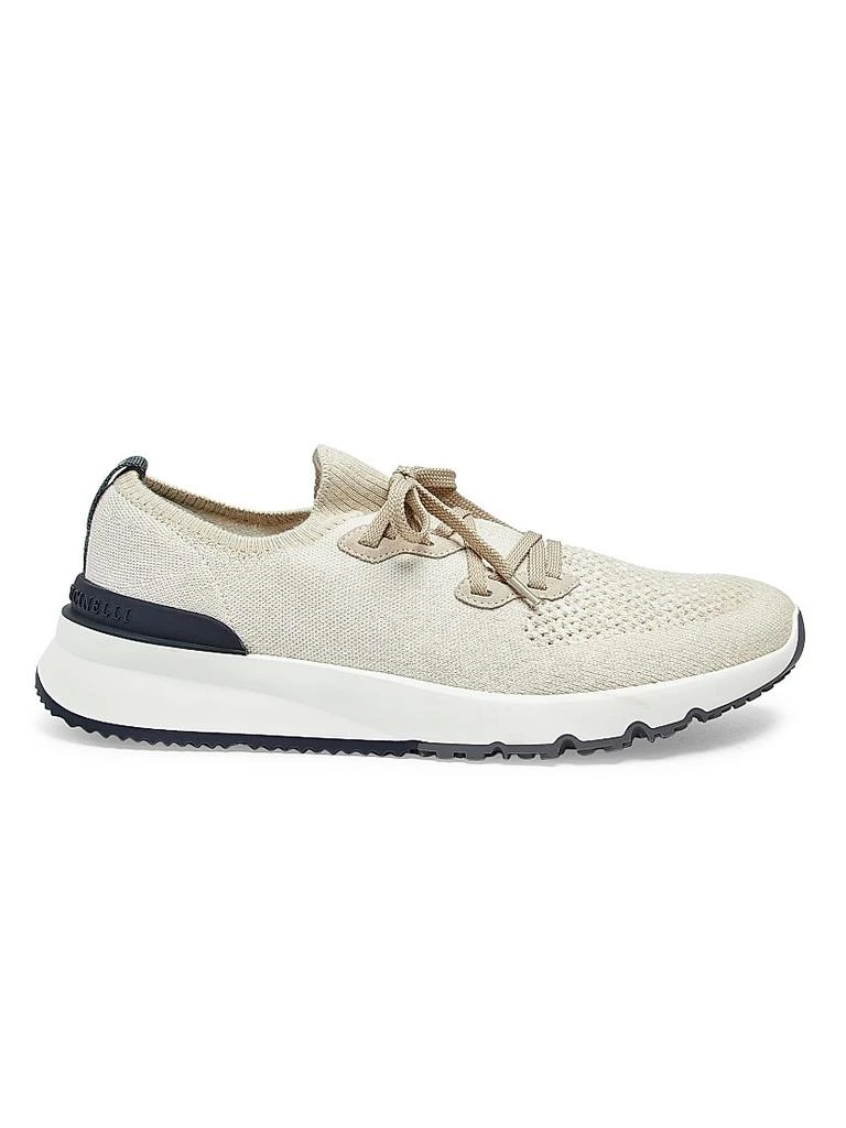 Brunello Cucinelli Stretch-Knit Low-Top Sneakers 1