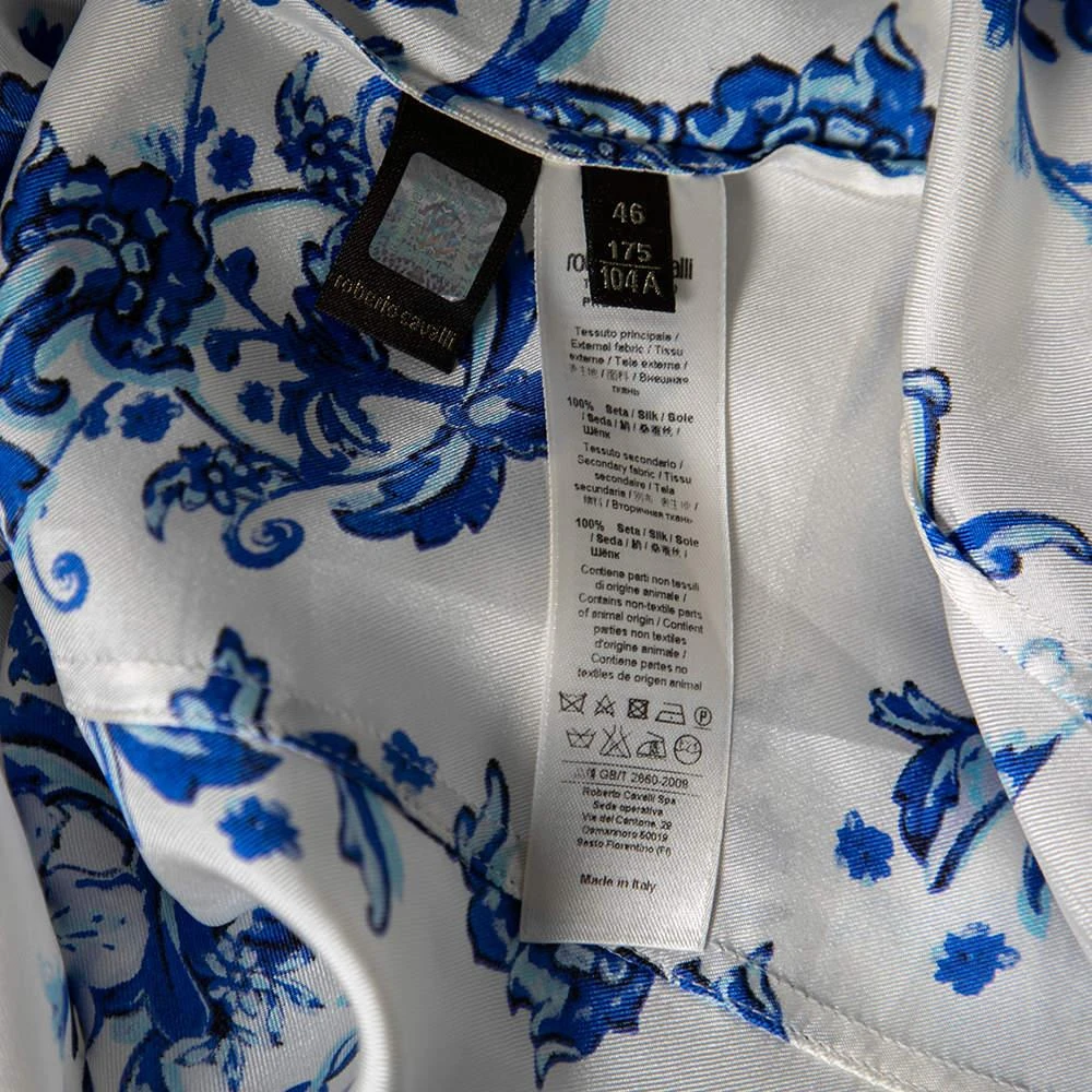Roberto Cavalli Roberto Cavalli White & Blue Floral Print Long Sleeve Shirt L 6