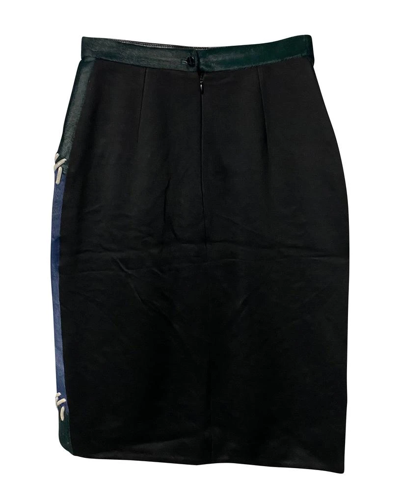 PETER PILOTTO Color Block Fur Skirt with Lace Detail in Multicolor Leather 5
