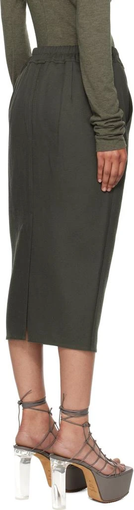 Rick Owens Khaki Concordians Zipped Short Pillar Midi Skirt 3