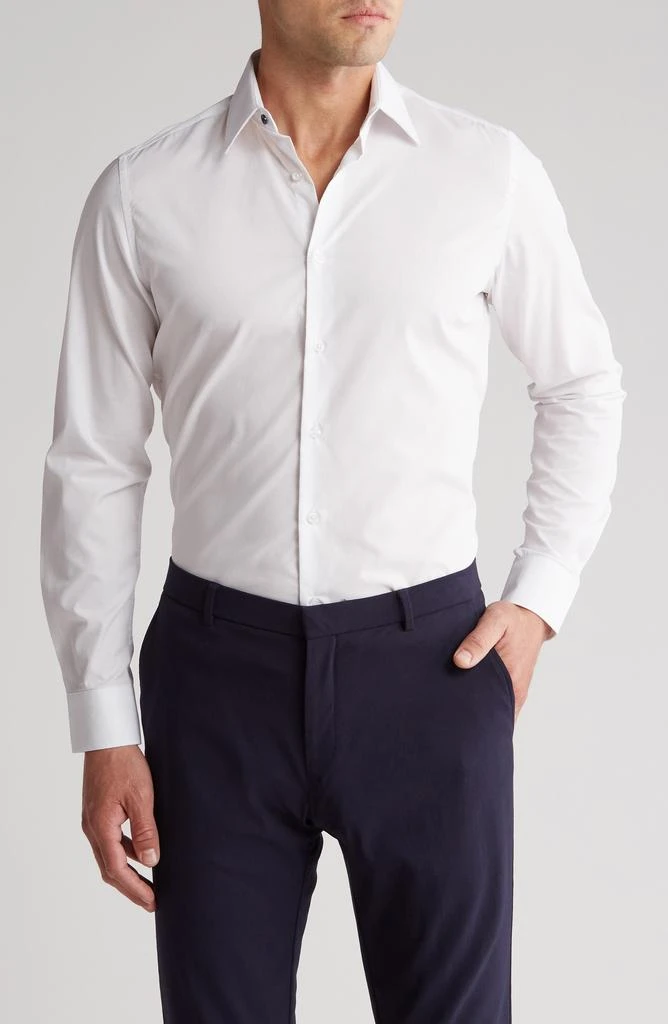 Duchamp Tailored Fit Textured Solid Dress Shirt 1