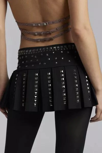 Jaded London Jaded London Onyx Studded Pleated Micro Skirt 3