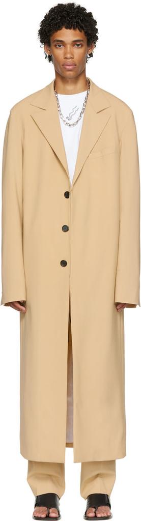 LU'U DAN Beige Straight Slim Coat