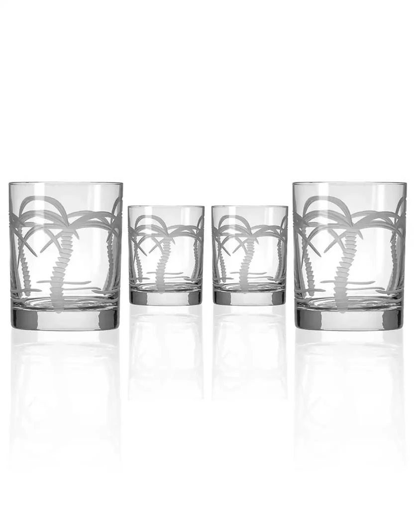 Rolf Glass Palm Tree Double Old Fashioned Glass 13oz - Set of 4 Glasses