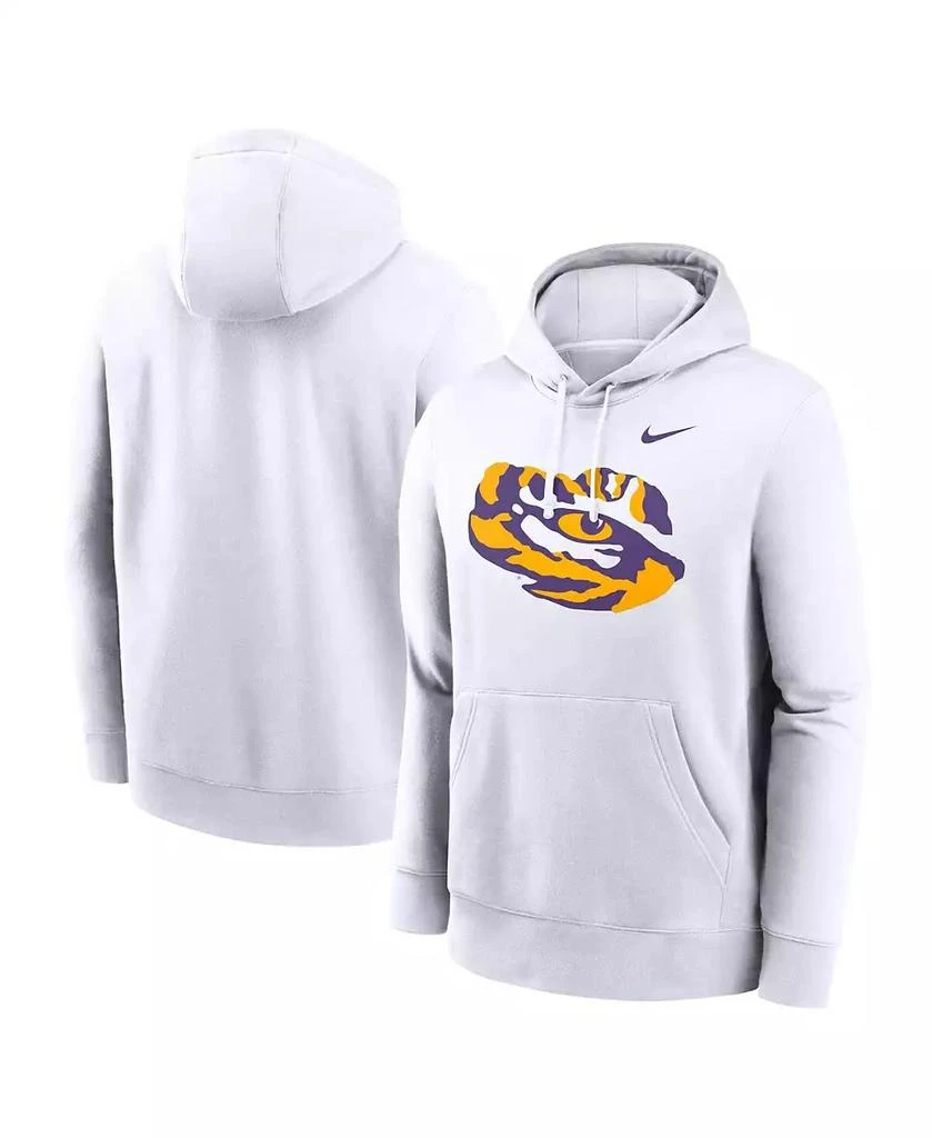 NIKE Men's White LSU Tigers Primetime Alternate Logo Club Fleece Pullover Hoodie 1