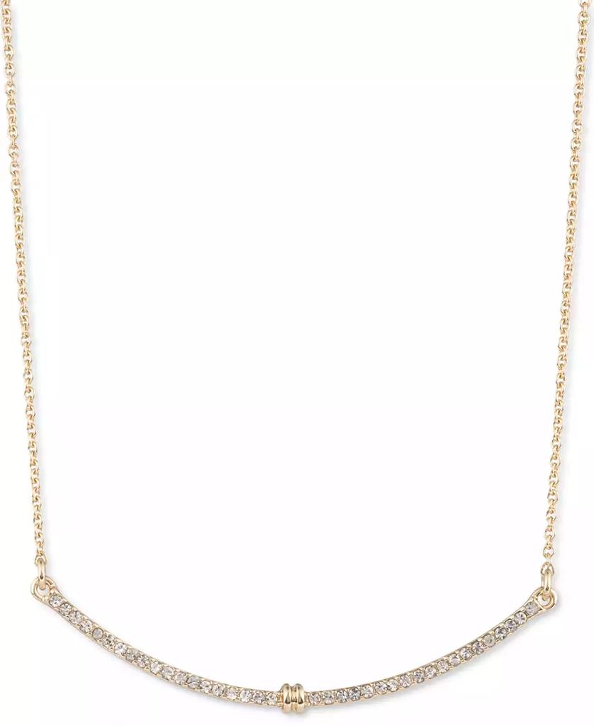 Ralph Lauren Gold-Tone Pavé Curved Bar Statement Necklace, 16" + 3" extender