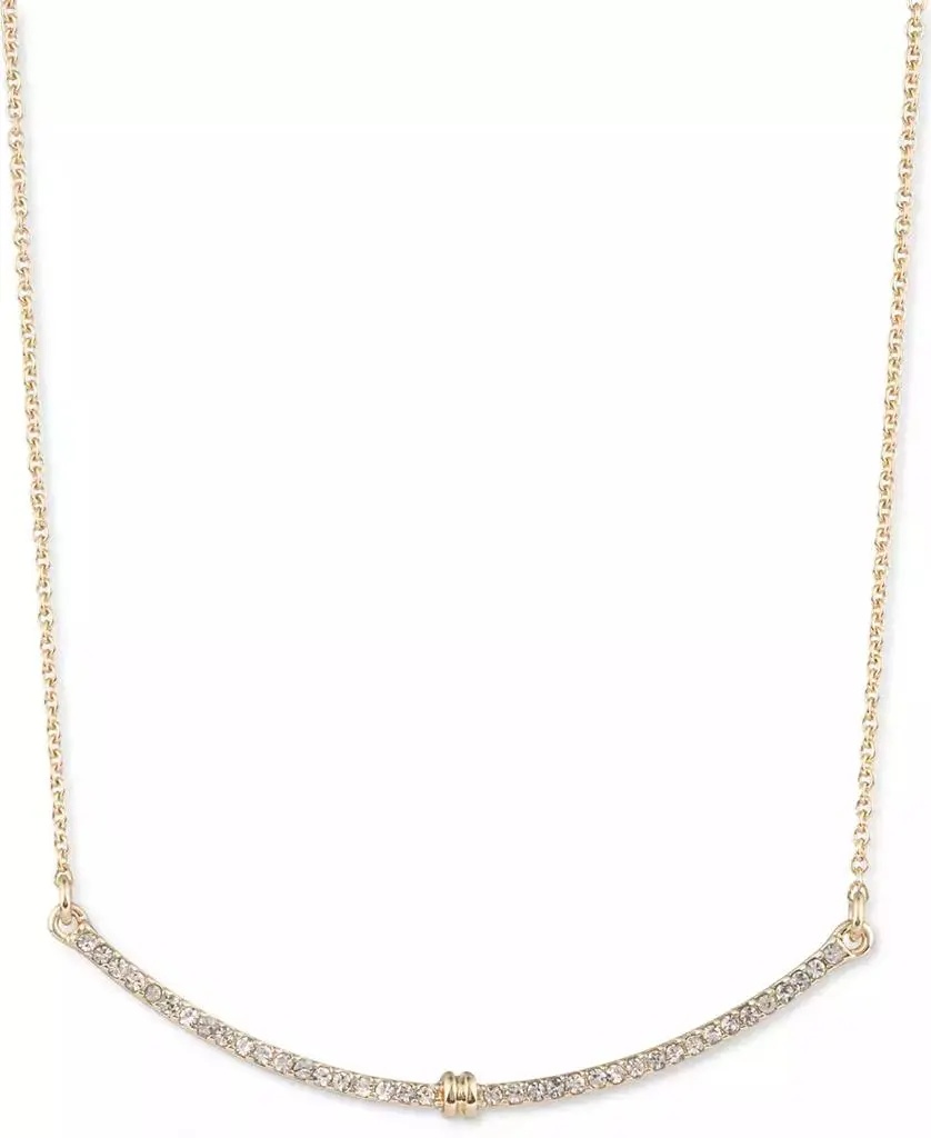 Ralph Lauren Gold-Tone Pavé Curved Bar Statement Necklace, 16" + 3" extender