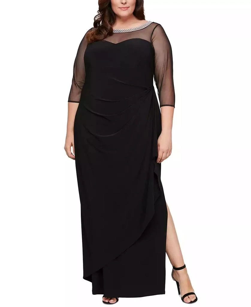 Alex Evenings Plus Size Illusion-Trim Ruffled Gown - Dresses & Skirts -  Compare Prices from 4+ Stores - Free Shipping - BeyondStyle