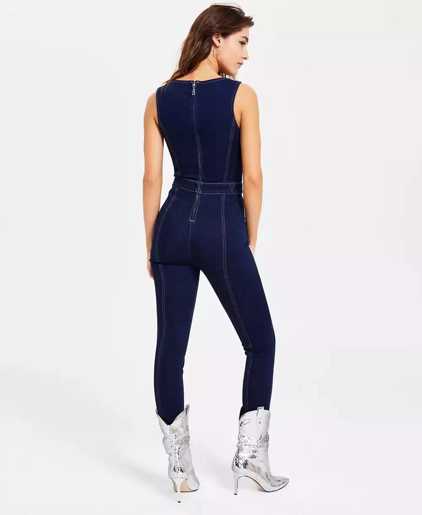 GUESS Women's Carla Denim Sleeveless Corset-Structure Jumpsuit 5