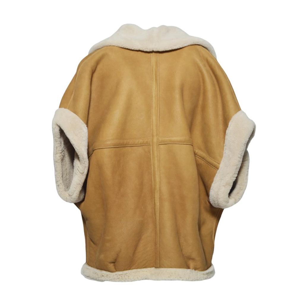 D-FOUR Camel Suede Shearling Jacket With Sheepskin Lining