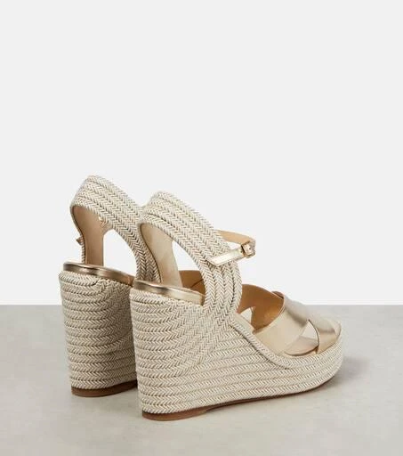 Jimmy Choo Dellena 100 metallic leather wedge sandals 3