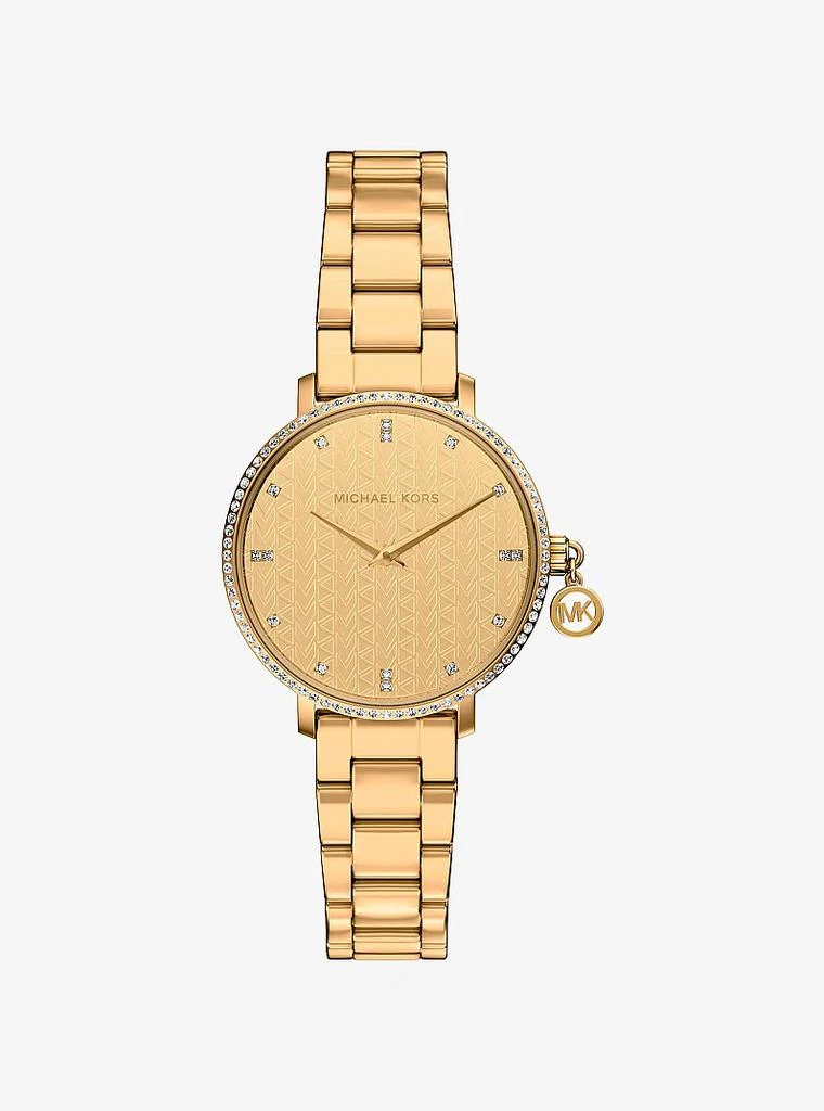 Michael Kors Mini Pyper Pavé Gold-Tone Watch