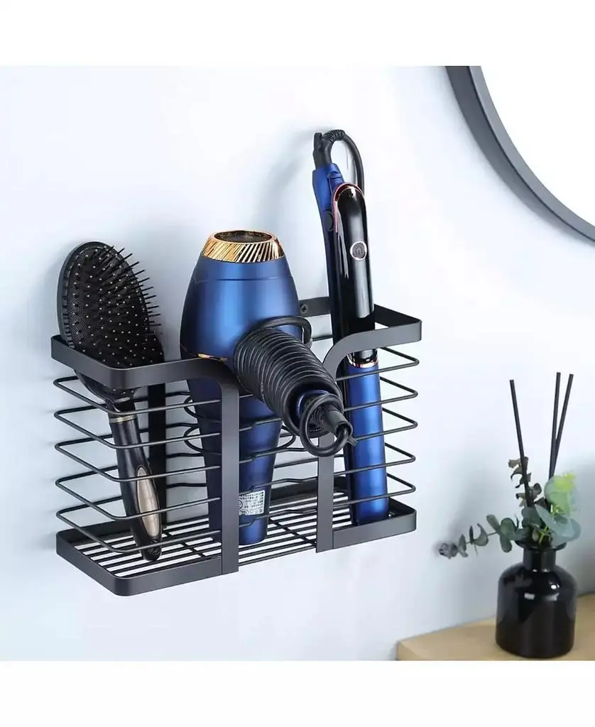 YIGII Hair Dryer Holder & Wall Mount Organizer – Metal Wire Bathroom Rack for Blow Dryer, Flat Iron, Curling Wand & Styling Tools