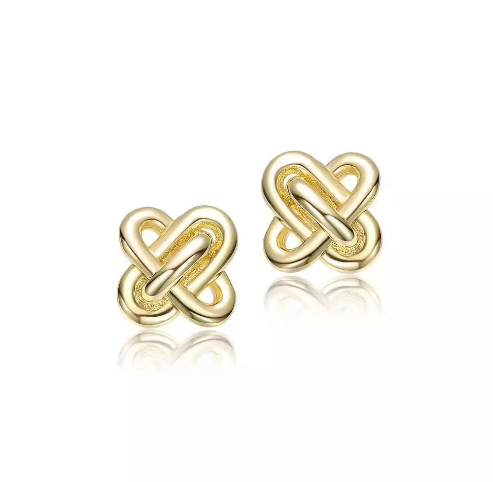 Rachel Glauber Elegant Knot Loop Stud Earrings in 14K Gold Plated 4