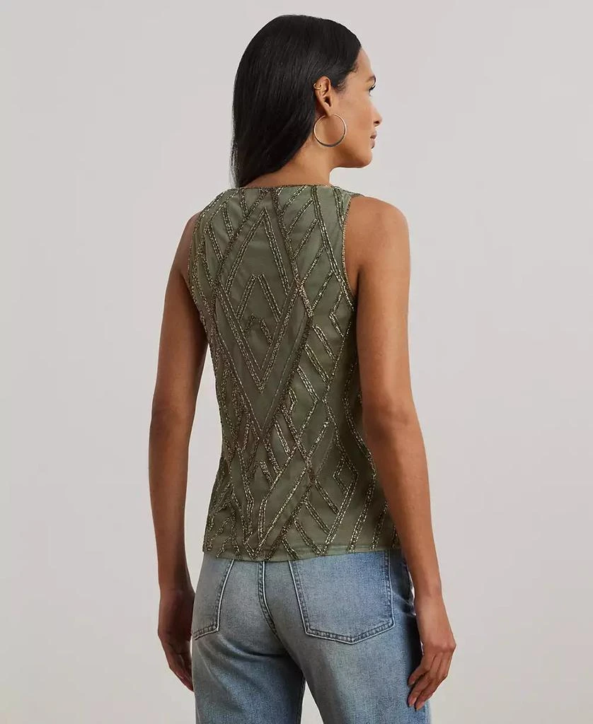Ralph Lauren Women's Beaded Mesh Sleeveless Blouse 4