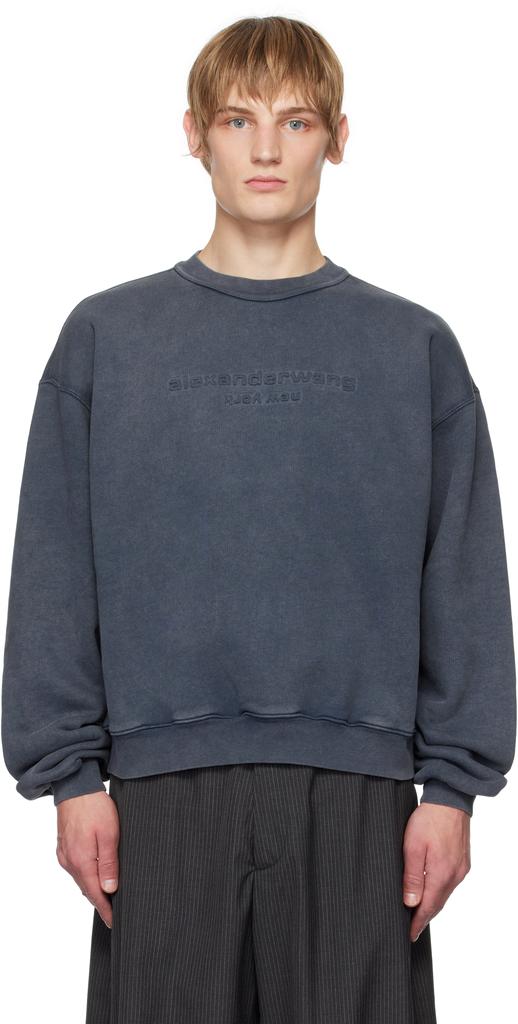 Alexander Wang Gray Oversize Star Logo-Print Zip-Up Hoodie