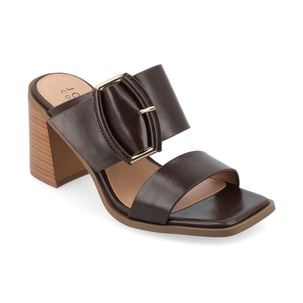 Journee Collection Women's Junie Double Strap Buckle Block Heel Sandals