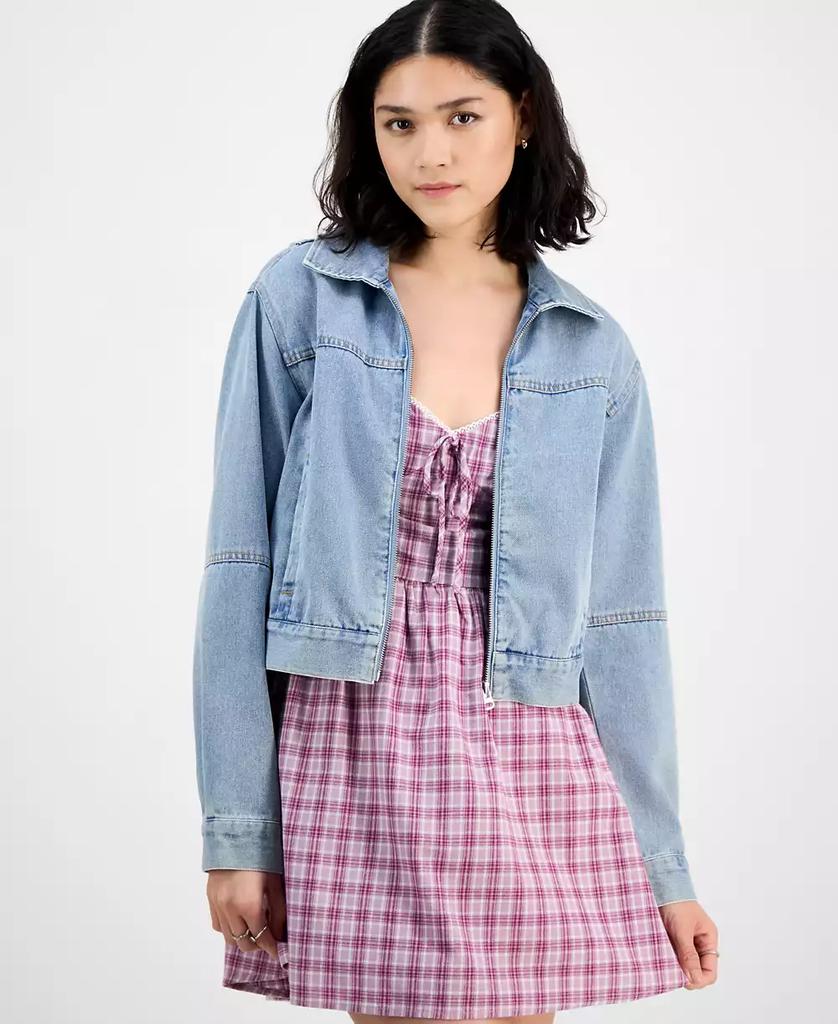 Ultra Flirt Juniors' Zip-Up Denim Jacket