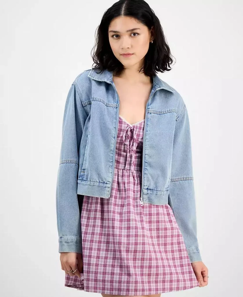 Ultra Flirt Juniors' Zip-Up Denim Jacket 1