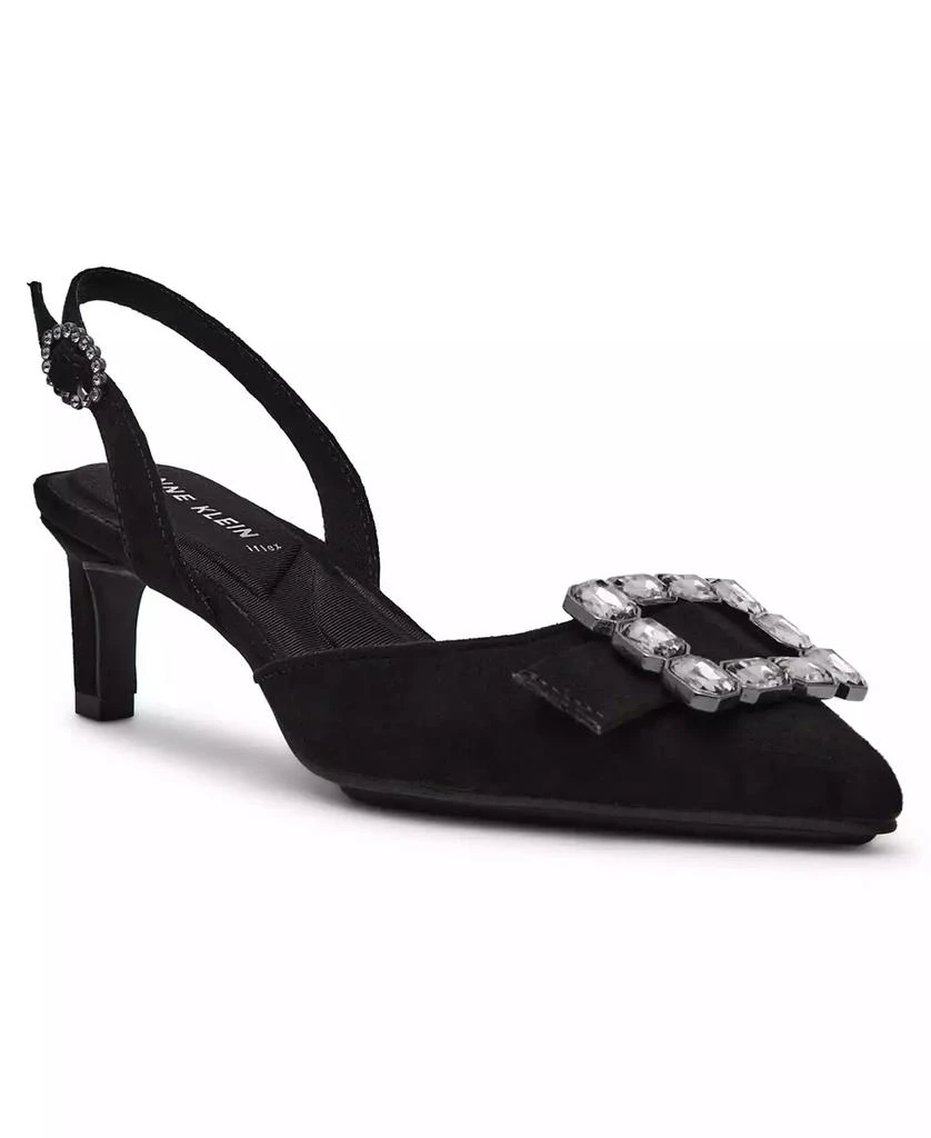 Anne Klein Women's Inez Crystal Ornament Kitten Heel Slingback Pumps 1