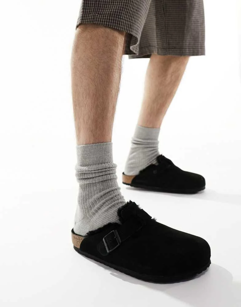 Birkenstock Birkenstock Boston shearling mink lined clogs in black 1