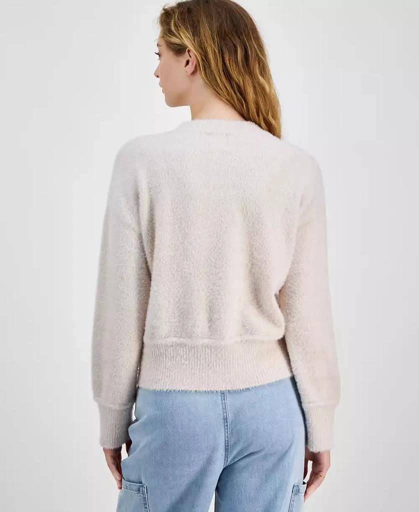 Hippie Rose Juniors' Cozy Drop-Shoulder Eyelash Lurex Crewneck Sweater 4