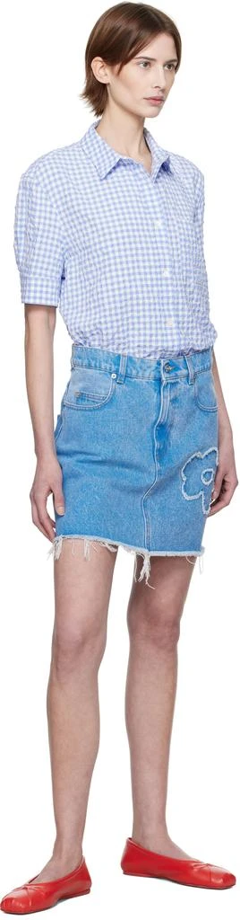 Marni Blue & White Seersucker Checked Shirt 4