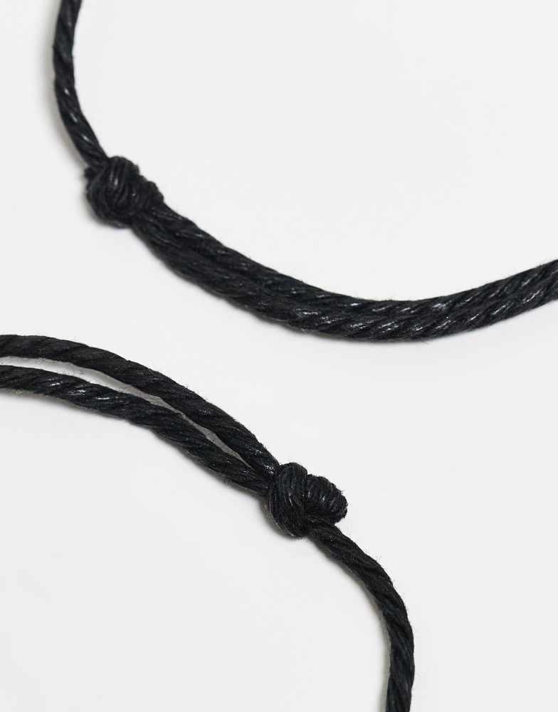 CLASSICS 77 Classics 77 pack of two cord pendant bracelets in black and  silver