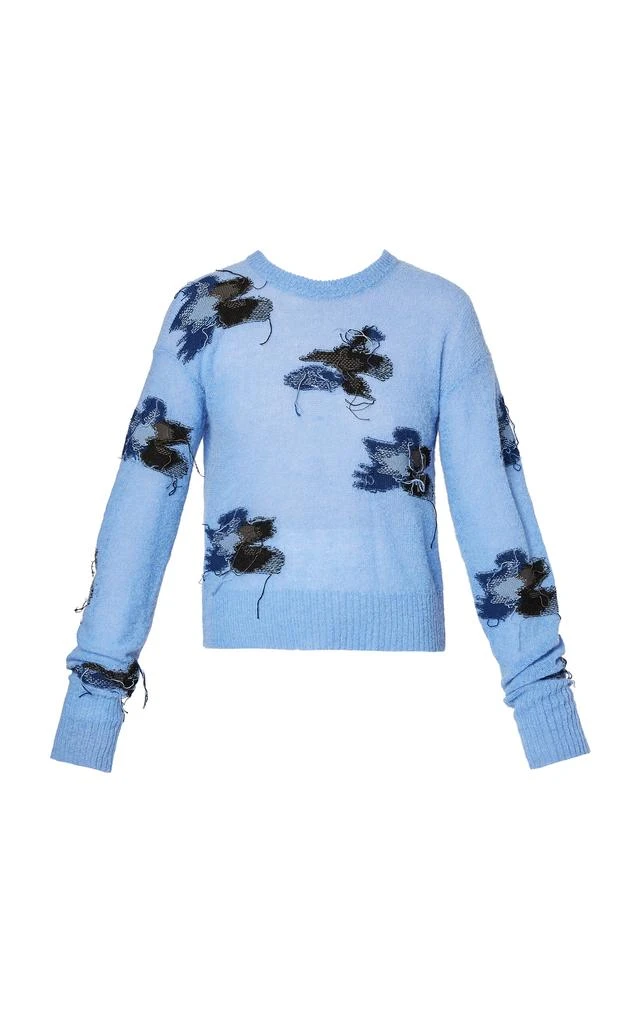 Erdem Erdem - Embroidered Knit Wool-Blend Sweater - Blue - S - Moda Operandi 1