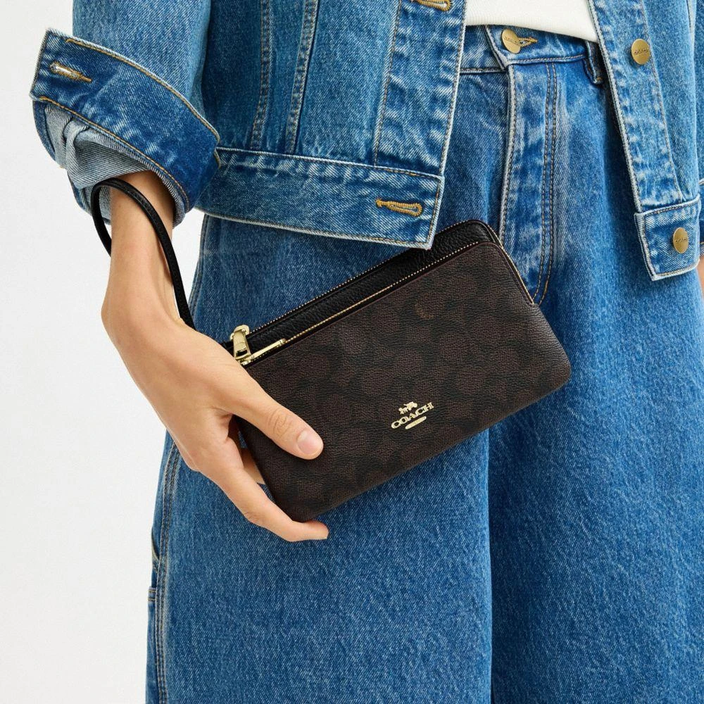 Coach Double Zip Wallet In Signature Canvas 3