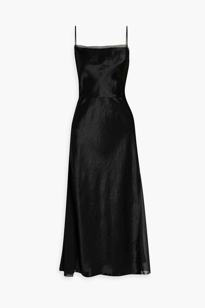 Vince Chiffon and crinkled-satin midi dress 1