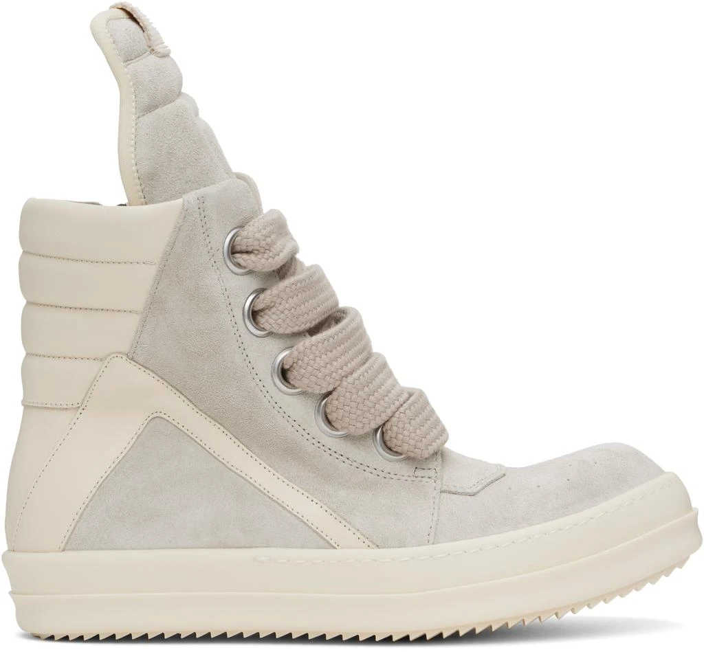 Rick Owens Gray & Off-White Hollywood Jumbolace Geobasket Sneakers 1