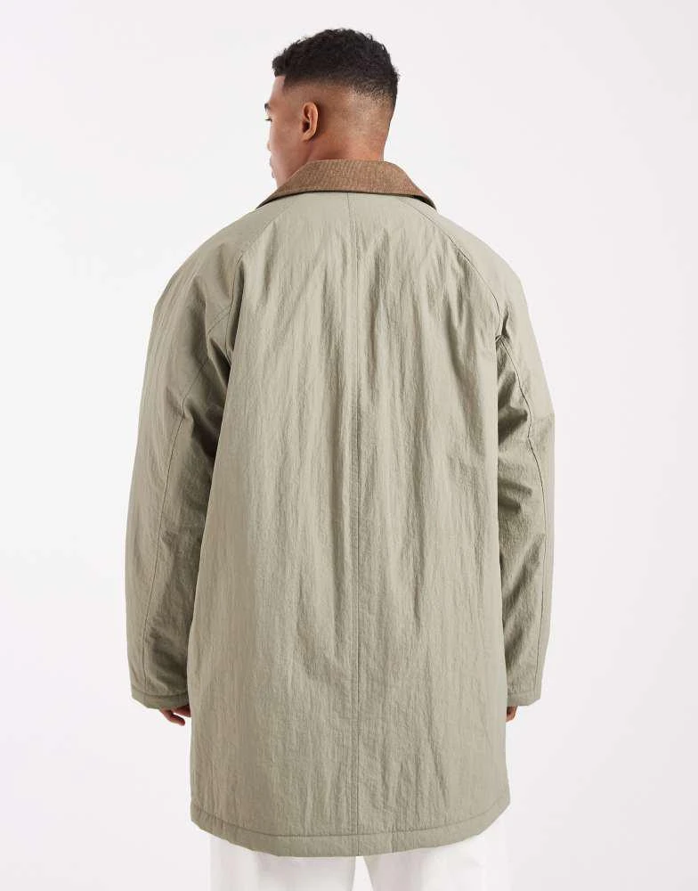 ASOS ASOS DESIGN oversized mid length barn jacket in light khaki 5