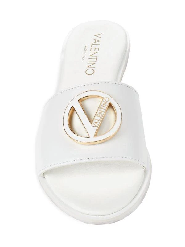 Mario Valentino Bugola Logo Leather Flat Sandals 5