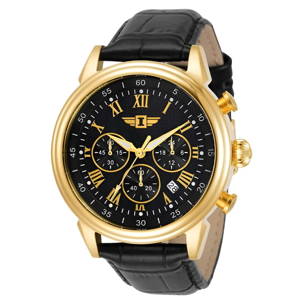 Invicta Invicta IBI-90242-003 Men's I by Invicta Collection Gold Tone Stainless Steel Quartz and Black Leather Band Watch 1